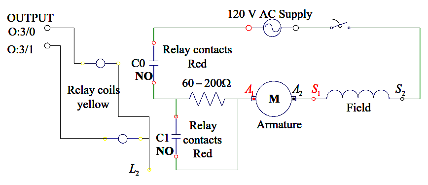 Electric circuit for the motor starter control